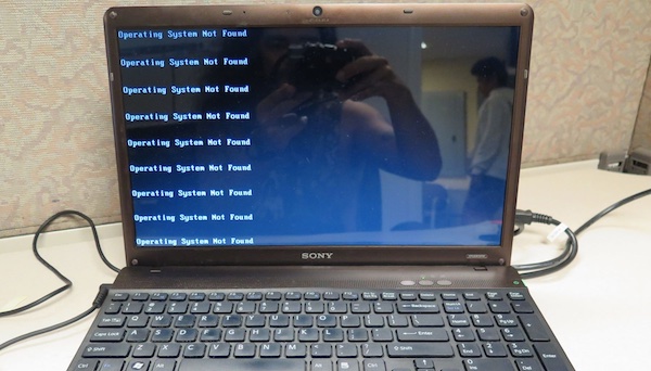 sony vaio operating system not found
